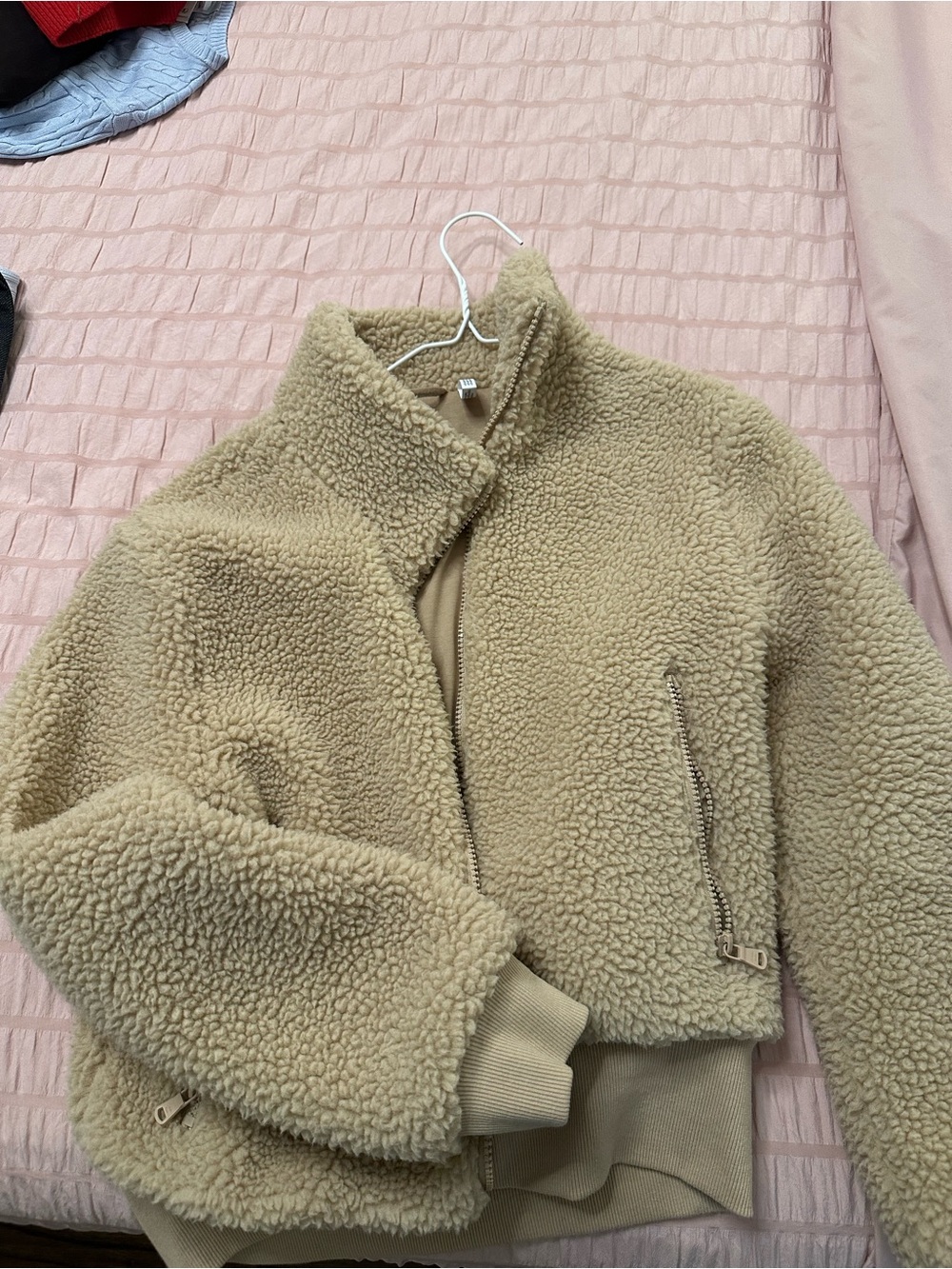 Calvin Klein Cropped Teddy Sherpa Jacket - Taupe